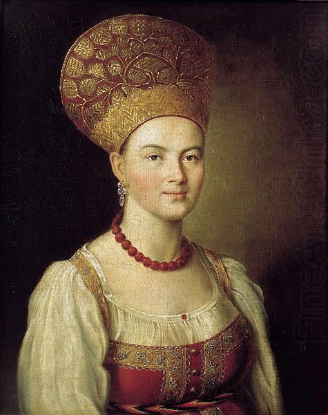 unknow artist Portrait of an Unknown Woman in Russian Costume china oil painting image